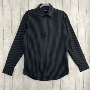 Red Level Nine Men's Large Black Striped Casual Long Sleeve Button Down Shirt